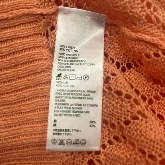[M]Tommy Bahamas Orange Open knit Crochet linen Blend L/S Sweater/CoverUp - Picture 8 of 8